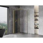 MEXEN/S - Mist-F sprchový kout skládací dveře levá 95 x 95, transparent, zlato 8A6T-095-095-50-00-L
