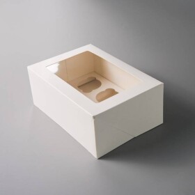 Dortisimo Bílá krabice s okénkem na 6 ks muffinů (25,4 x 17,7 x 10 cm)