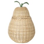 Ferm LIVING Proutěný koš s víkem Pear, přírodní barva, proutí