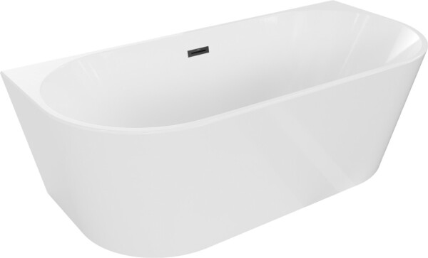 MEXEN/S - Oval vana volně stojící nástěnná 180 x 80, bílá, sifon a přepad černá 52671808000-70