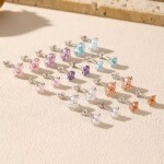 Stříbrné náušnice Ledová růže s růžovým krystalem 6/8 mm, Růžová 6 cm