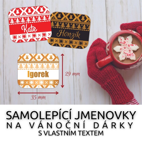 Jmenovky na dárky NORDIC Vánoce 22, 35x29mm (24Ks)