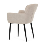 Židle jídelní, snadno čistitelná krémová látka, černý matný lak, kovové nohy