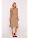 S413 Šaty s mašlemi - béžové EU L