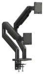 Digitus černá / Držák pro dva monitory / do 45" / VESA 75x75, 100x100 / nosnost 2x 20 kg / pružinové rameno (DA-90474)