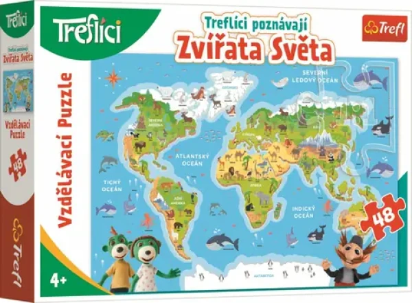 Trefl - Puzzle - Treflíci poznávají zvířátka světa