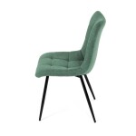Židle jídelní, zelená látka, černé kovové nohy