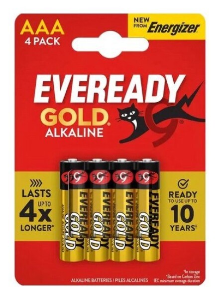 Alkalické mikrotužkové baterie AAA 4ks - Eveready Gold