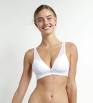Dámská krajková vyztužená podprsenka bez kostic DIM TRIANGLE SOFT PADDED BRA - DIM - bílá 75 B