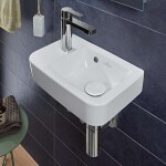 VILLEROY & BOCH - O.novo Umývátko Compact 36x25 cm, s přepadem, 1 otvor pro baterii vlevo, alpská bílá 43423601