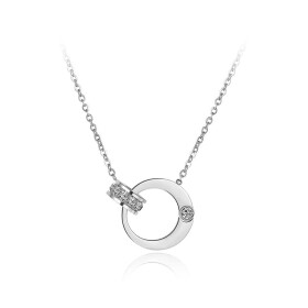 Ocelový náhrdelník se zirkony Carla - chirurgická ocel, Stříbrná 40 cm + 5 cm (prodloužení)