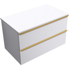 CERANO - Koupelnová skříňka Velora - bílá matná, úchytka zlatá + deska z lit. mramoru Elanys - 12 mm - bílá matná - 80x54,2x46,5 CER-679423