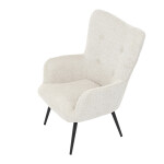 Křeslo "ušák", potah krémová látka, nohy černý kov