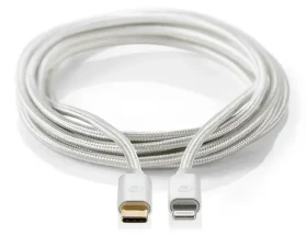 Nedis Profigold Lightning kabel 2m stříbrná / Datový kabel / USB-C - Lightning 8-pin / USB 2.0 / nylonový opletený (CCTB39650AL20)