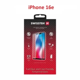 SWISSTEN FULL GLUE COLOR FRAME CASE FRIENDLY sklo pro APPLE IPHONE 16e černá (54501876)