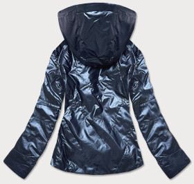Šedomodrá dámská bunda se stříbrnou kapucí (RQW-7008) modrá