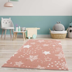 DumDekorace Růžový koberec do dětského pokoje STARS