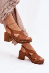 Kožené sandály na podpatku Zazoo 1081 hnědé 40