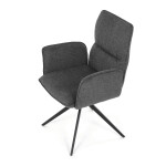 Židle jídelní, šedá látka, 360° vratný mechanismus, černý kov