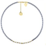 Dámský náhrdelník Valérie Gold - chirurgická ocel, hematit, Zlatá 38 cm + 5 cm (prodloužení)