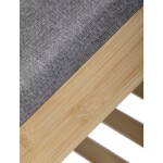 Botník / taburet, police, masiv bambus, přírodní odstín, šedá látka