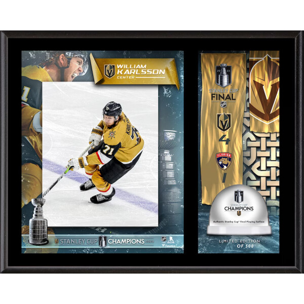 Fanatics Sběratelská plaketa - koláž Vegas Golden Knights William Karlsson 2023 Stanley Cup Champions 12'' x 15'' Sublimated Plaque with Game-Used Ice from the 2023 Stanley Cup Final - Limited Edition of 500