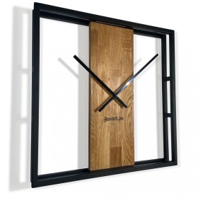 DumDekorace Designové nástěnné hodiny v kombinaci dřeva a kovu 50 cm
