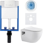 CERANO - Kompletní WC set Profi/Dure - bílá lesklá - WC tlačítko Slim/Bílá - pro zazdění - 51x35 CER-665875