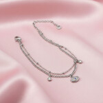 Dvojitý náramek Sophia - Evil Eye, chirurgická ocel, Stříbrná 17 cm + 5 cm (prodloužení)