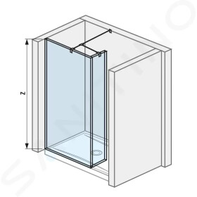Pure Skleněná stěna boční včetně krátkého skla, 795x200x2000 mm, s úpravou Jika Perla Glass H2684220026681