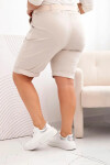 Dámské bavlněné šortky Plus Size s páskem béžový 5XL