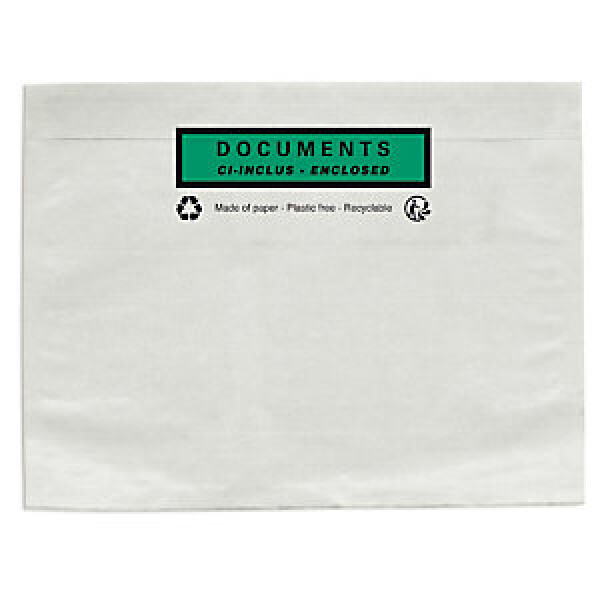 1000 x Papírový obal na doprovodnou dokumentaci, 162x120 mm, DOCUMENTS ENCLOSED | RAJA
