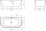 MEXEN/S - Oval vana volně stojící rohová 150 x 75 cm, bílá, sifon a přepad zlatá 52671507500-50