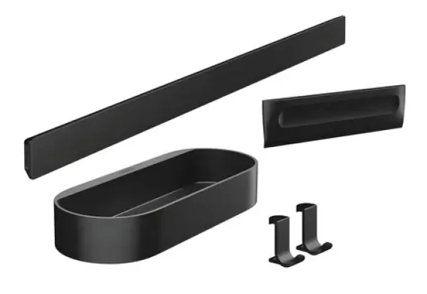 Hansgrohe Set koupelnových doplňků matná černá / Sada koupelnových doplňků / nástěnná lišta / polička / stěrka (27967670)