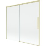 MEXEN/S - Rox vanová zástěna 2-křídlová posuvná 170 x 150, transparent, zlatá kartáčovaná 8C9-170-001-55-00