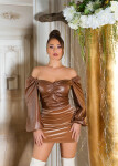 Sexy Koucla leahter look Off Shoulder Top barva brown velikost Einheitsgroesse