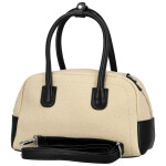 Módní dámská koženková kabelka do ruky Leora, krémová-černá