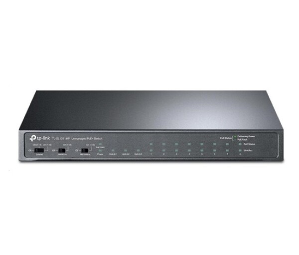 TP-Link CCTV switch TL-SL1311MP (8x100Mb/s, 2xGbE uplink, 1xSFP, 8xPoE+, 124W, fanless) EDF_438598