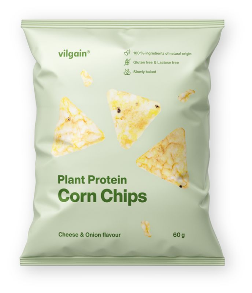 Vilgain Kukuřičné proteinové chipsy BIO – 12× Cibule se sýrem 60 g