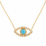 Pozlacený náhrdelník Evil Eye - chirurgická ocel, Zlatá 39 cm + 5 cm (prodloužení)