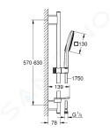 GROHE - Rainshower SmartActive Cube Sada sprchové hlavice 130, 3 proudy, tyče 600 mm a hadice, chrom 26583000