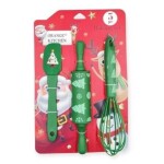 Dortisimo Cukrářská sada stěrka, váleček a šlehací metla zelená s vánočním motivem (3 ks)