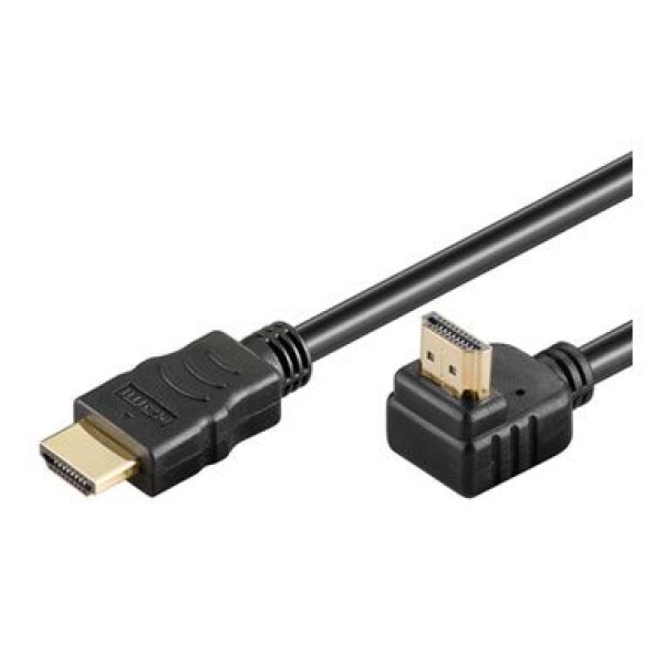 PremiumCord HDMI High Speed + Ethernet kabel, zlacený zahnutý konektor 270° 1m (8592220011406)