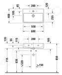 DURAVIT - Vero Air Umyvadlo 600x400 mm, bez přepadu, otvor pro baterii, WonderGliss, bílá 23686000411