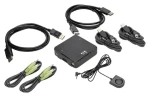 Eaton B004-DP2UA2-K černá / KVM přepínač / 2x DisplayPort / 4K 60Hz / USB Hub / Audio (B004-DP2UA2-K)