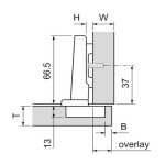 BLUM 71B3550 naložený, tlumený vrut 110° Onyx (306317)