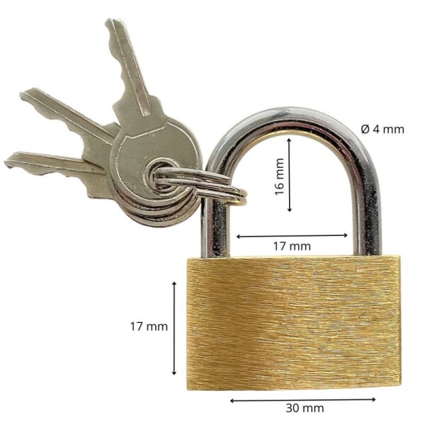 Zámek visací mosazný, 30 mm, MEGA