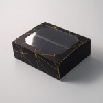 Cake star Krabička na makronky černá se zlatým rámečkem 15,5x12,5x5,2 cm (na 10 kusů)