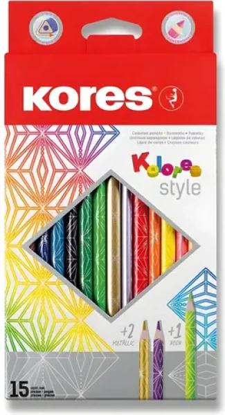 MAPED Pastelky trojhranné Kolores Style 15 ks / trojhranný tvar / lipové dřevo / 12+2+1 barev (0086/9331000)