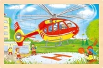 GOKI Dřevěné oboustranné puzzle Hasiči a vrtulník